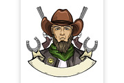 Hand drawn sketch cowboy icon 4