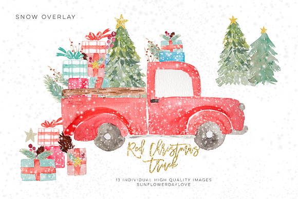 christmas truck invitation clipart in Illustrations - product preview 1