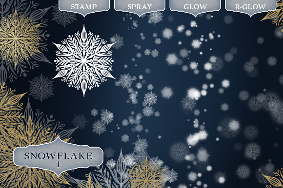 Snowflake Photoshop Brush set in Add-Ons - product preview 1
