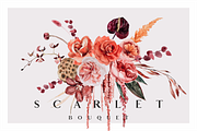 Scarlet bouquet - watercolor set