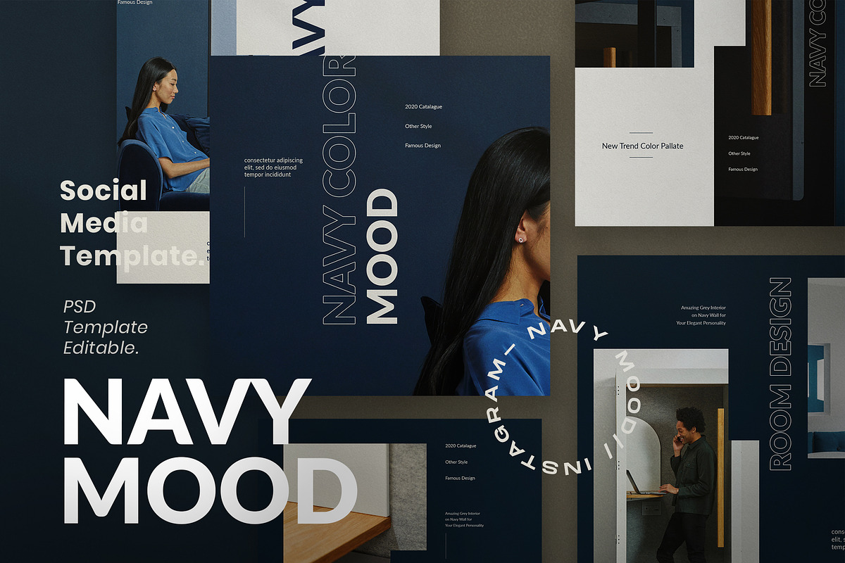Navy Mood - Social Media Template in Instagram Templates - product preview 8