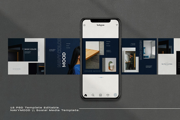 Navy Mood - Social Media Template in Instagram Templates - product preview 1