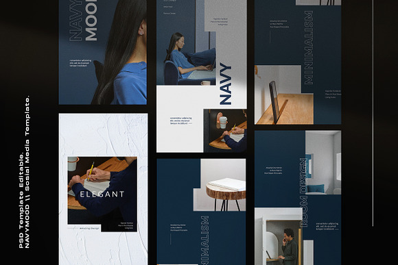 Navy Mood - Social Media Template in Instagram Templates - product preview 2