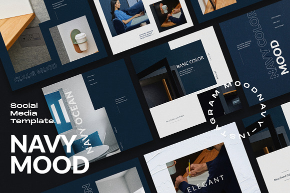 Navy Mood - Social Media Template in Instagram Templates - product preview 3