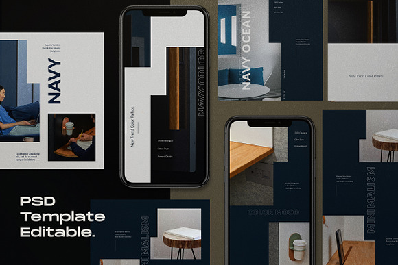 Navy Mood - Social Media Template in Instagram Templates - product preview 4