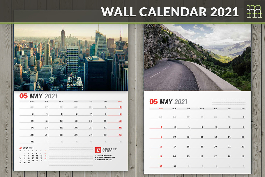 Wall Calendar 2021 (WC037-21) in Stationery Templates - product preview 8