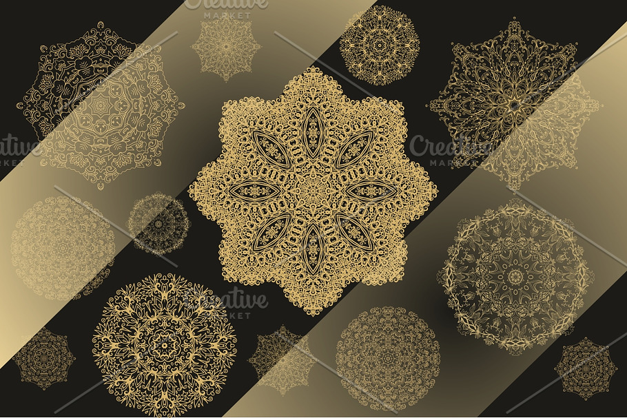 Set of snowflakes-rosettes in Objects - product preview 8