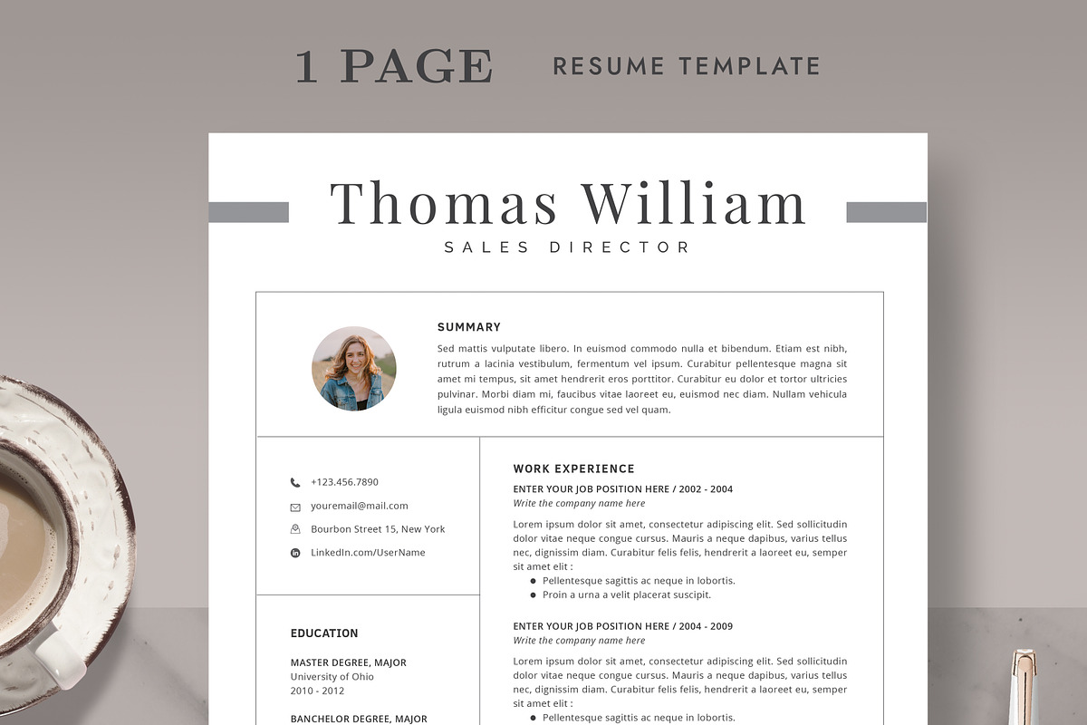 Professional Resume Template RE010 in Letter Templates - product preview 8