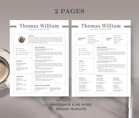 Professional Resume Template RE010 in Letter Templates - product preview 1