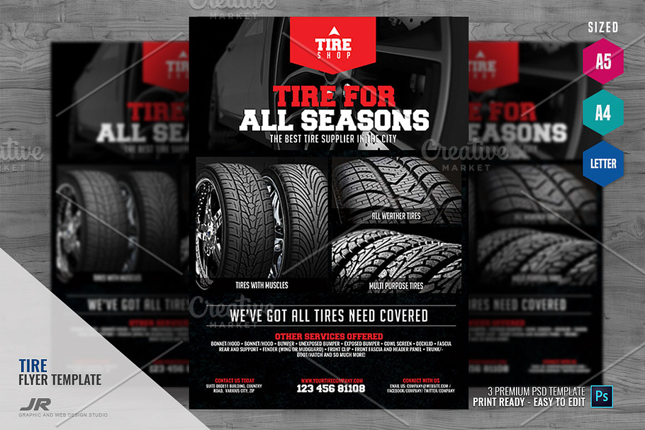 Tire Shop Center Flyer in Flyer Templates - product preview 8