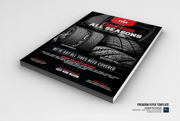 Tire Shop Center Flyer in Flyer Templates - product preview 1