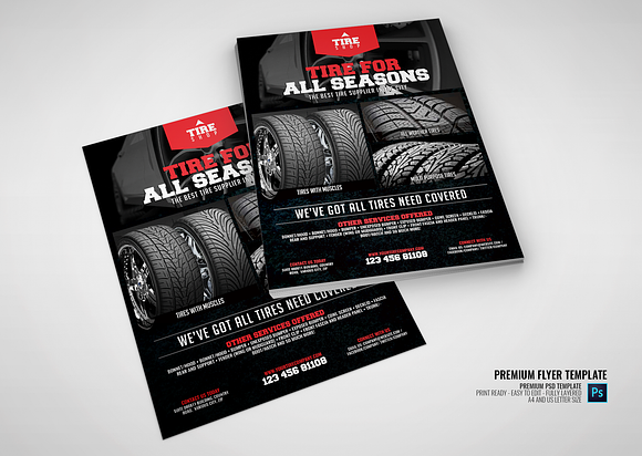 Tire Shop Center Flyer in Flyer Templates - product preview 2