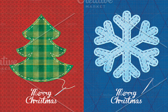 Christmas Fabric Greeting Cards in Postcard Templates - product preview 2