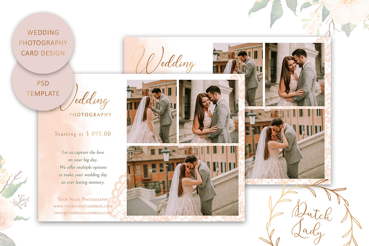 PSD Wedding Photo Card Template #1 in Card Templates - product preview 8