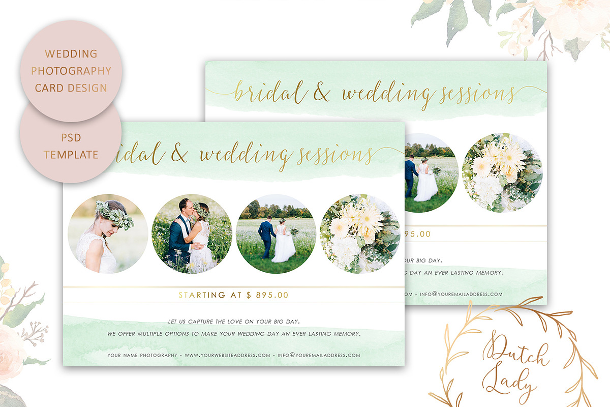 PSD Wedding Photo Card Template #2 in Card Templates - product preview 8