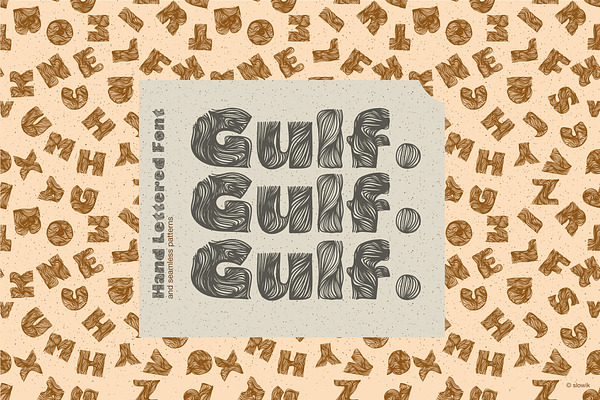 Gulf. HandLettered Font and seamless