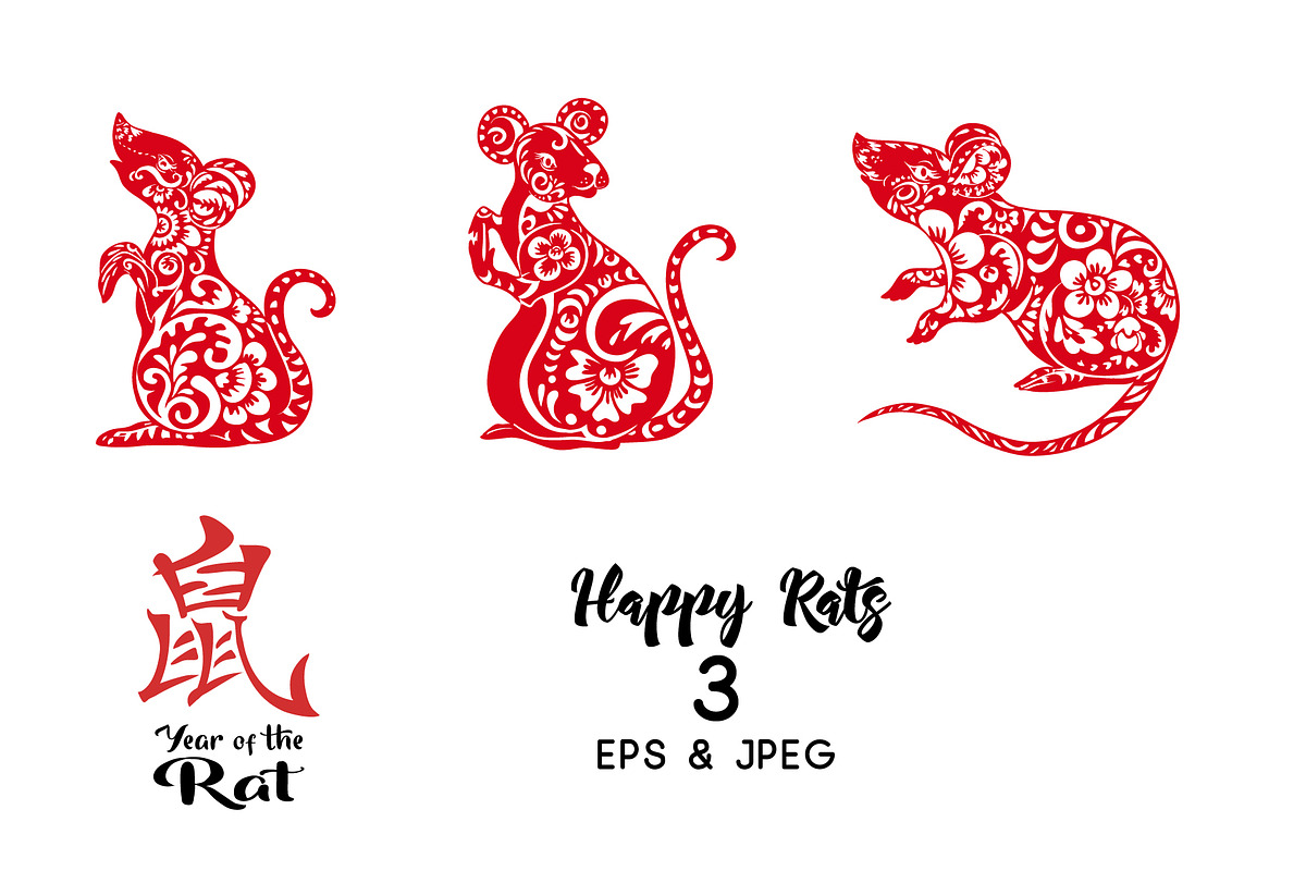 3 Happy Rat for Chinese New Year in Objects - product preview 8
