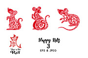 3 Happy Rat for Chinese New Year