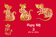 3 Happy Rat for Chinese New Year