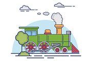 Steam locomotive railway icon.