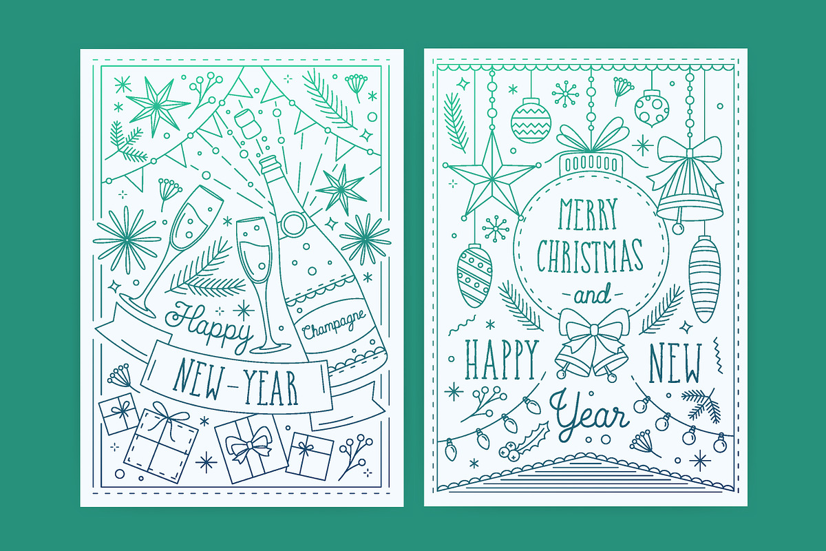 Christmas and New Year cards in Postcard Templates - product preview 8
