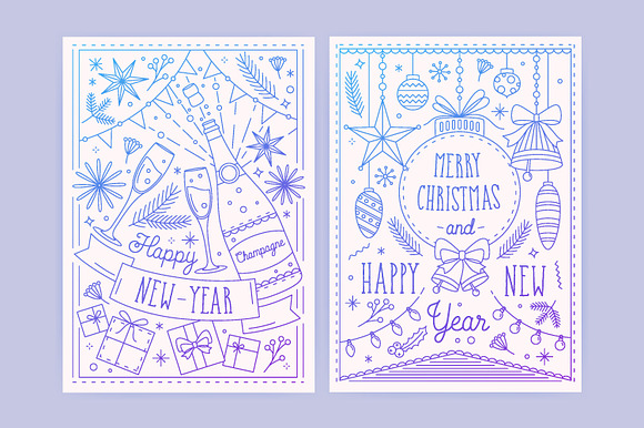 Christmas and New Year cards in Postcard Templates - product preview 1