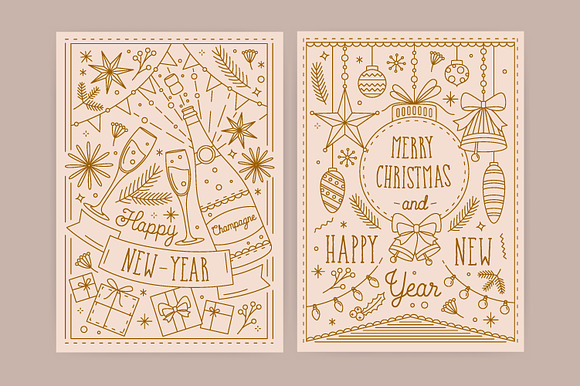 Christmas and New Year cards in Postcard Templates - product preview 2