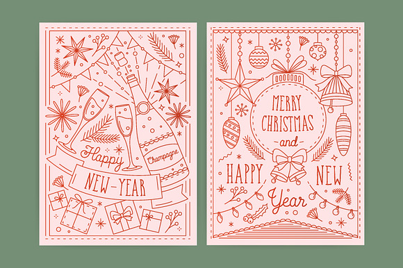 Christmas and New Year cards in Postcard Templates - product preview 3