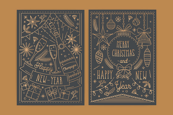 Christmas and New Year cards in Postcard Templates - product preview 4