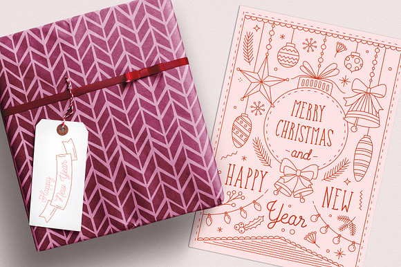 Christmas and New Year cards in Postcard Templates - product preview 6