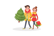 Merry Couple Returns from Shopping