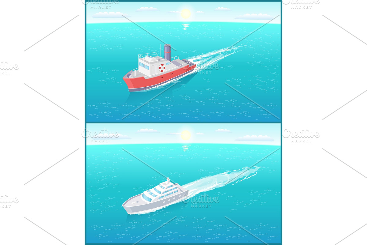 Transportation Sailboats on Skyline in Illustrations - product preview 8
