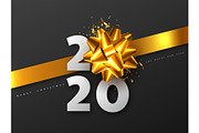 2020 New Year sign with 3d golden