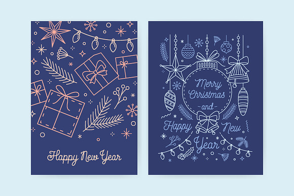 Christmas and New year greeting card in Postcard Templates - product preview 1