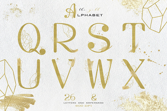 Gold & crystals alphabet set in Objects - product preview 2