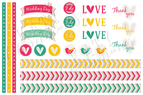 Modern Wedding bumper clip art pack in Illustrations - product preview 2