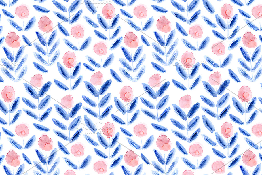 Watercolor floral seamless pattern in Patterns - product preview 8