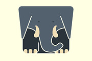 Flat square icon of a cute elephant
