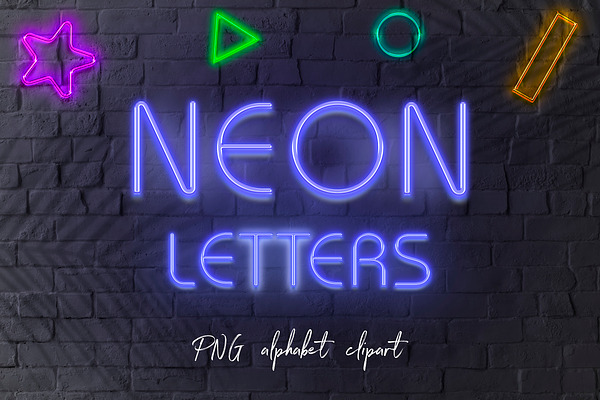 Blue Neon Letters Clipart