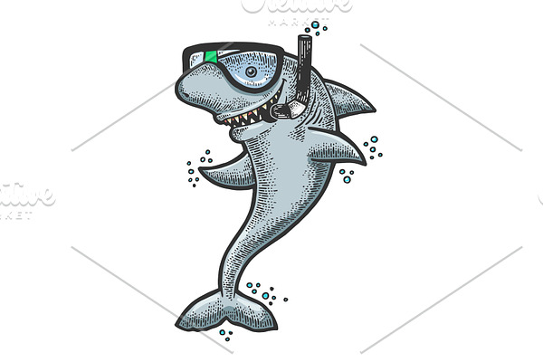 Cartoon shark diving mask snorkel