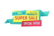 Up to 50 Off Super Sale Offer Vector