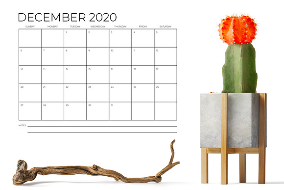 8.5 x 11 Inch Minimal 2020 Calendar in Stationery Templates - product preview 5