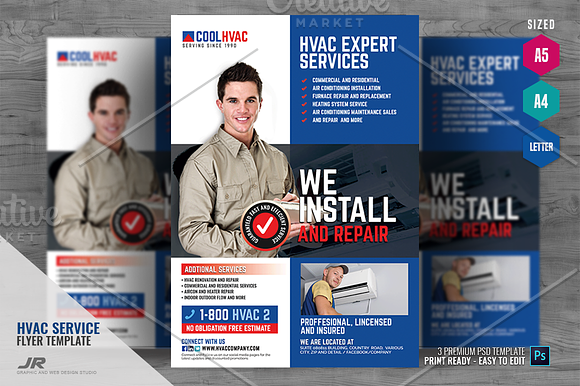 Heating and Cooling HVAC Flyer in Flyer Templates - product preview 3