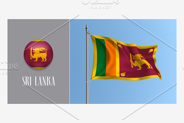 Sri Lanka waving flag vector