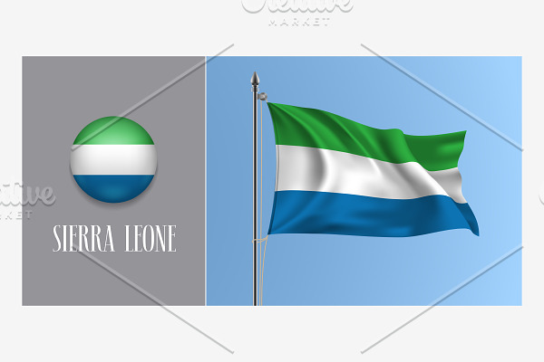 Sierra Leone waving flag vector