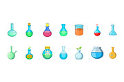Chemical bottle icon set