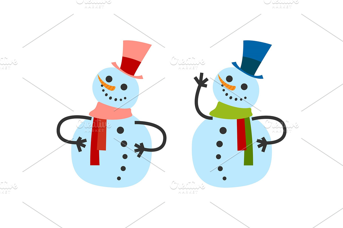 Cute Snowman Girl and Boy, in Warm in Illustrations - product preview 8