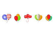 Ballons icon set, cartoon style