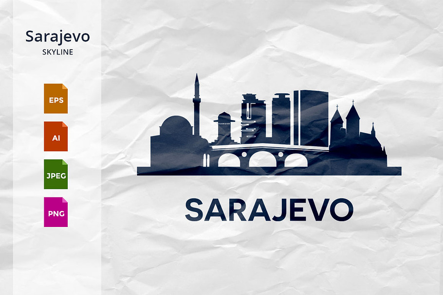 Sarajevo Skyline in Illustrations - product preview 8