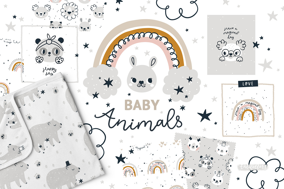 Baby animals Clipart & Patterns in Illustrations - product preview 8